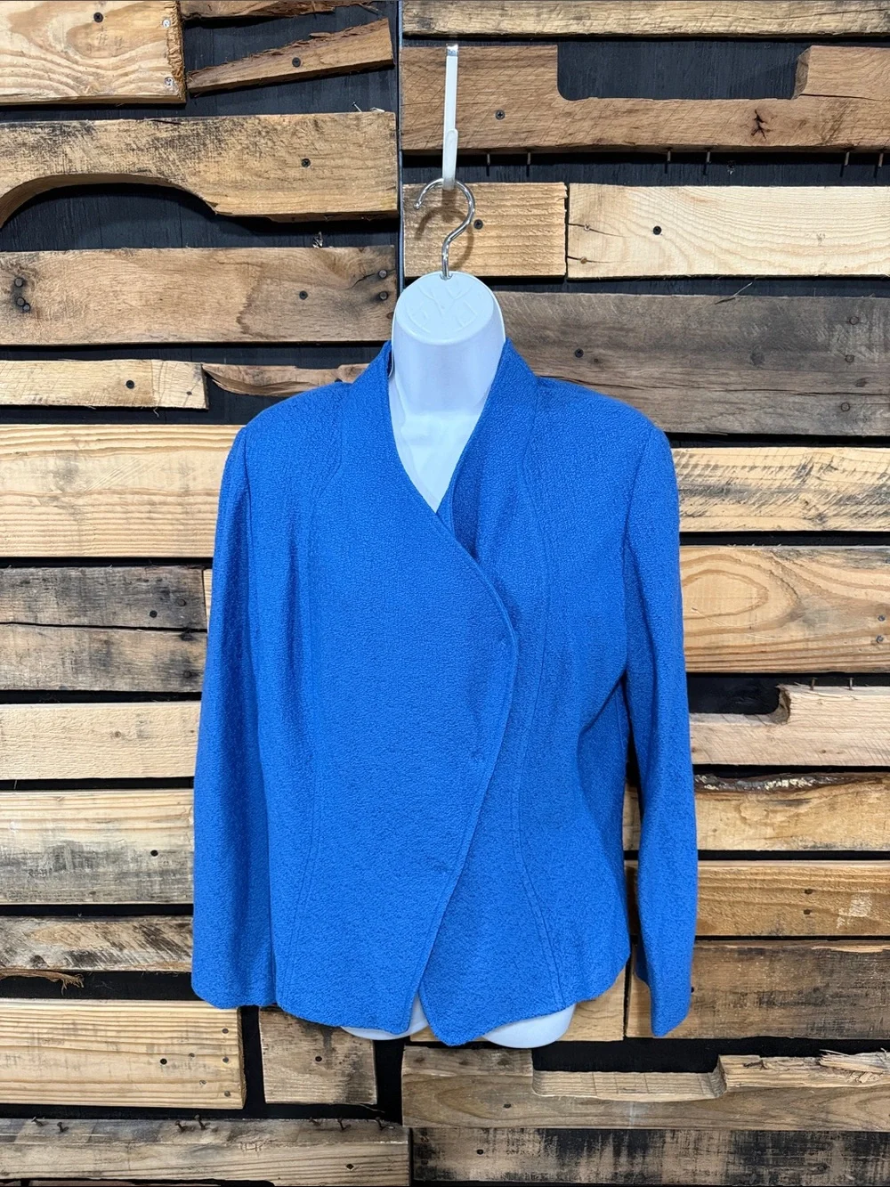 St. John Collection Wool Blend Hannah Knit Stand Collar Jacket, Niagara, Size 10 - Picture 7 of 12